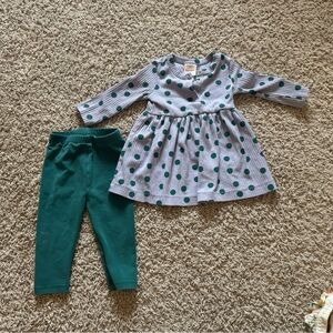 Hanna Andersson ribbed knit dress with matching leggings 6-12 months